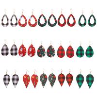 Christmas Earrings, PU Leather, printing, Christmas jewelry & for woman 