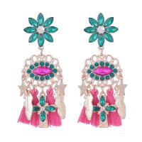 Fashion Tassel Earring, Zinc Alloy, with Crystal, for woman 84mm 