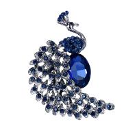 Bijoux broche en Zinc alliage , alliage de zinc, avec strass, paon, bijoux de mode, bleu, Vendu par PC