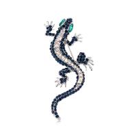 Bijoux broche en Zinc alliage , alliage de zinc, avec strass, gecko, bijoux de mode, bleu, Vendu par PC