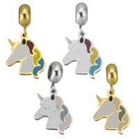 Stainless Steel European Pendants, 316 Stainless Steel, Horse, plated & DIY 4*11*8mm  16*13*1.5mm Approx 4.5mmmm 