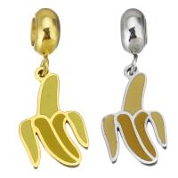 Stainless Steel European Pendants, 316 Stainless Steel, Banana, plated & DIY 4*11*8mm     10*17*1.5mm Approx 4.5mmmm 