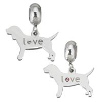 Stainless Steel European Pendants, 316 Stainless Steel, Dog, plated & DIY 4*11*8mm  18*12*1.5mm Approx 4.5mmmm 