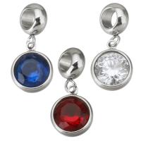 Stainless Steel European Pendants, 316 Stainless Steel, with Glass, Round, plated & DIY 4*11*8mm10*12*.5*5.5mm Approx 4.5mmmm 