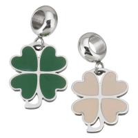 Stainless Steel European Pendants, 316 Stainless Steel, Four Leaf Clover, plated & DIY 4*11*8mm   14*16.5*1.5mm Approx 4.5mmmm 