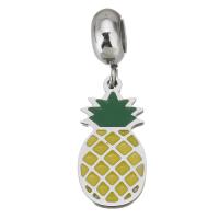 Stainless Steel European Pendants, 316 Stainless Steel, Pineapple, plated, DIY, yellow, 4*11*8mm  9*18*1.5mm Approx 4.5mmmm 