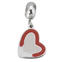 Stainless Steel European Pendants, 316 Stainless Steel, Heart, plated, DIY, red, 4*11*8mm  12*15*1.5mm Approx 4.5mmmm 
