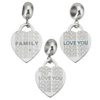 Stainless Steel European Pendants, 316 Stainless Steel, Heart, plated, DIY 4*11*8mm   13.5*18*1.5mm Approx 4.5mm 