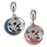 Stainless Steel European Pendants, 316 Stainless Steel, with Rhinestone, Round, plated, DIY 4*11*8mm  13*15.5*1.5mm Approx 4.5mm 