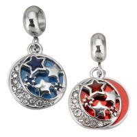 Stainless Steel European Pendants, 316 Stainless Steel, with Rhinestone, Round, plated, DIY 4*11*8mm  14*17*3mm Approx 4.5mm 