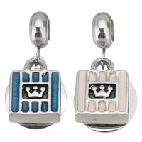 Stainless Steel European Pendants, 316 Stainless Steel, with Rhinestone, Square, plated, DIY 4*11*8mm   10.5*14*4.5mm Approx 4.5mm 