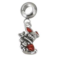 Stainless Steel European Pendants, 316 Stainless Steel, Pig, plated, DIY, red, 4*11*8mm  10*16*7mm Approx 4.5mm 