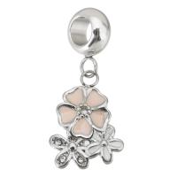 Stainless Steel European Pendants, 316 Stainless Steel, Flower, plated, DIY, pink, 4*11*8mm  11.5*16*2.5mm Approx 4.5mm 