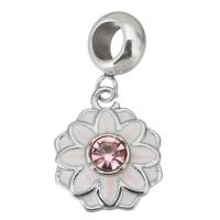 Stainless Steel European Pendants, 316 Stainless Steel, Flower, plated, DIY, white, 4*11*8mm  13*15*3.5mm Approx 4.5mm 