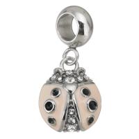Stainless Steel European Pendants, 316 Stainless Steel, Ladybug, plated, DIY, pink, 4*11*8mm  11.5*14*5mm Approx 4.5mm 