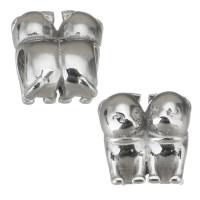 Stainless Steel Large Hole Beads, 316L Stainless Steel, Dog, plated, DIY, silver color, 10.5*1.5*8.5mm Approx 4.5mm 