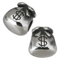 Stainless Steel Large Hole Beads, 316L Stainless Steel, Money Bag, plated, DIY, silver color, 11*11*9mm Approx 4.5mm 