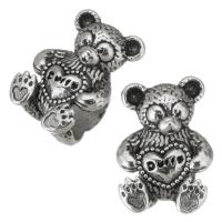 Stainless Steel Large Hole Beads, 316L Stainless Steel, Bear, plated, DIY, silver color, 9*13*8mm Approx 4.5mm 