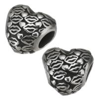 Stainless Steel Large Hole Beads, 316L Stainless Steel, Heart, plated, DIY, silver color, 11.5*10.5*8.5mm Approx 4.5mm 