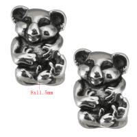 Stainless Steel Large Hole Beads, 316L Stainless Steel, Koala, plated, DIY, silver color, 8*11.5*7mm Approx 4.5mm 
