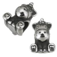 Stainless Steel Large Hole Beads, 316L Stainless Steel, Bear, plated, DIY, silver color, 9*12*9mm Approx 4.5mm 