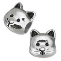 Stainless Steel Large Hole Beads, 316L Stainless Steel, Cat, plated, DIY, silver color, 10*11*10mm Approx 4.5mm 