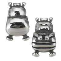 Stainless Steel Large Hole Beads, 316L Stainless Steel, Hippo, plated, DIY, silver color, 8*13*8.5mm Approx 4.5mm 
