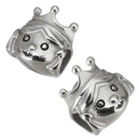 Stainless Steel Large Hole Beads, 316L Stainless Steel, Girl, plated, DIY, silver color, 11*11*9mm Approx 4.5mm 