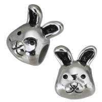 Stainless Steel Large Hole Beads, 316L Stainless Steel, Rabbit, plated, DIY, silver color, 10*12*9mm Approx 4.5mm 