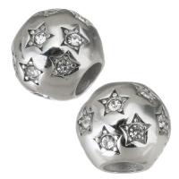Stainless Steel European Beads, 316L Stainless Steel, Round, plated, DIY, silver color, 10*9*10mm Approx 4.5mm 