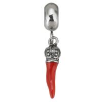 Stainless Steel European Pendants, 316L Stainless Steel, Cayenne, plated, DIY, red, 4*11*8mmuff0c15*18*2mm Approx 4.5mm 