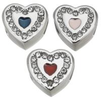 Stainless Steel European Beads, 316L Stainless Steel, with Rhinestone, Heart, plated, DIY & with rhinestone 11.5*11*7mm Approx 4.5mm 