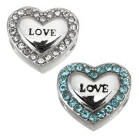 Stainless Steel European Beads, 316L Stainless Steel, with Rhinestone, Heart, plated, DIY & with rhinestone 12*10.5*7mm 