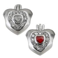 Stainless Steel European Beads, 316L Stainless Steel, with Rhinestone, Heart, plated, DIY & with rhinestone 11.5*12.5*7mm Approx 4mm 