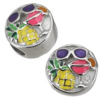 Stainless Steel European Beads, 316L Stainless Steel, Round, plated, DIY, multi-colored, 11.5*8mm Approx 4.5mm 
