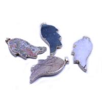 Gemstone ювелирные изделия Кулон, Природный камень, с цинковый сплав, Листок, плакирован золотом, Женский, Случайный цвет продается PC