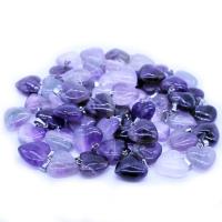 Natural Quartz Pendants, Amethyst, Heart & for woman, purple 