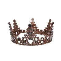 Bridal Tiaras, Plastic, Crown, with rhinestone, antique gold color 