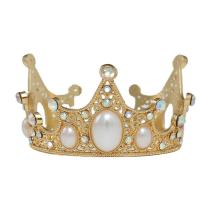 Couronne impériale de mariée, alliage de zinc, avec perle de plastique, Placage de couleur d'or, avec strass Vendu par PC