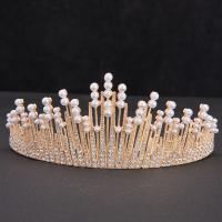 Zinc Alloy Tiaras, with Plastic Pearl, Crown, plated, with rhinestone 