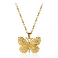 Titanium Steel Sweater Necklace, with 1.96 inch extender chain, Butterfly, plated, Unisex & with rhinestone Approx 23.65 Inch 