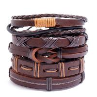 PU Leather Cord Bracelets, bracelet, 5 pieces & fashion jewelry & multilayer & Unisex, 6cm,17-18CM,8-9CM,13.5CM,9.7CM 