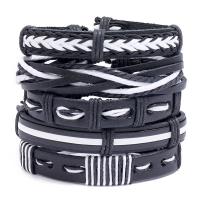 PU Leather Cord Bracelets, 5 pieces & fashion jewelry & multilayer & Unisex, 6CM,17-18CM,8-9CM,13.5CM,9.7CM 