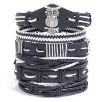PU Leather Cord Bracelets, 6 pieces & fashion jewelry & multilayer & Unisex, 6CM,17-18CM,8-9CM,15.5CM,9.7CM 