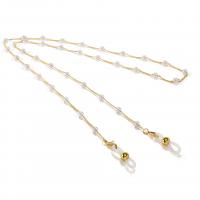 Brass Glasses Chain, with Plastic Pearl, durable & anti-skidding 790mm .10 Inch 