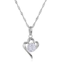 Sterling Silver Jewelry Necklace, 925 Sterling Silver, for woman & with rhinestone, silver color .7 Inch 