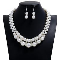 Jewelry Gift Sets, Plastic Pearl, silver color plated, 2 pieces & for woman, white .5 Inch 