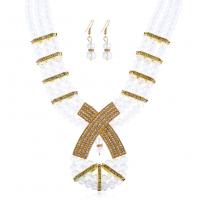 Crystal Jewelry Sets, with Zinc Alloy, gold color plated, 2 pieces & for woman & with rhinestone .74 Inch 