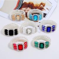Plastic Pearl Bracelets, with Zinc Alloy, plated, for woman & with rhinestone 36mm, Inner Approx 160mm 