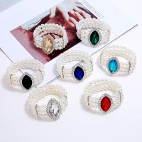 Plastic Pearl Bracelets, with Zinc Alloy, plated, for woman & with rhinestone 42mm, Inner Approx 160mm 
